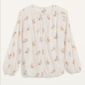 Old Navy Oversized Floral Clip-Dot Blouse Medium